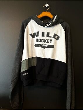 Refried Apparel Minnesota Wild Upcycled Patchwork Cropped Hoodie - Size 2XL